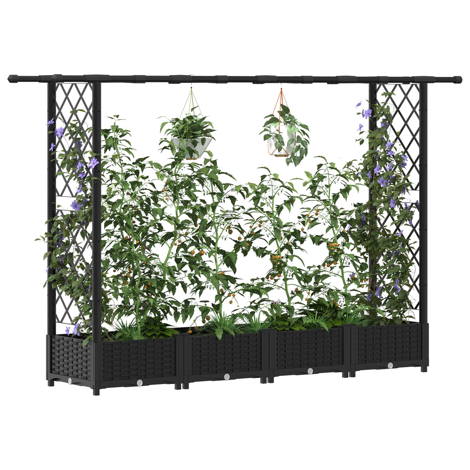 Hochbeet mit Rankgitter und Dach Braun 124 x 40 x 123 cm PP