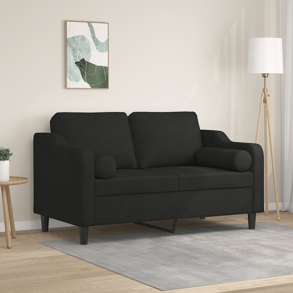 2-Sitzer-Sofa mit Zierkissen Braun 120 cm Stoff