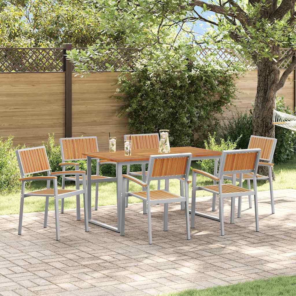 Garten Essgruppe 5 pcs Grau Massivholz Akazie