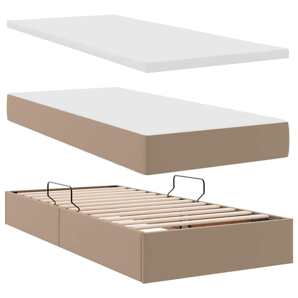 Bett mit Stauraum und LED Schwarz 180 x 200 cm Kunstleder