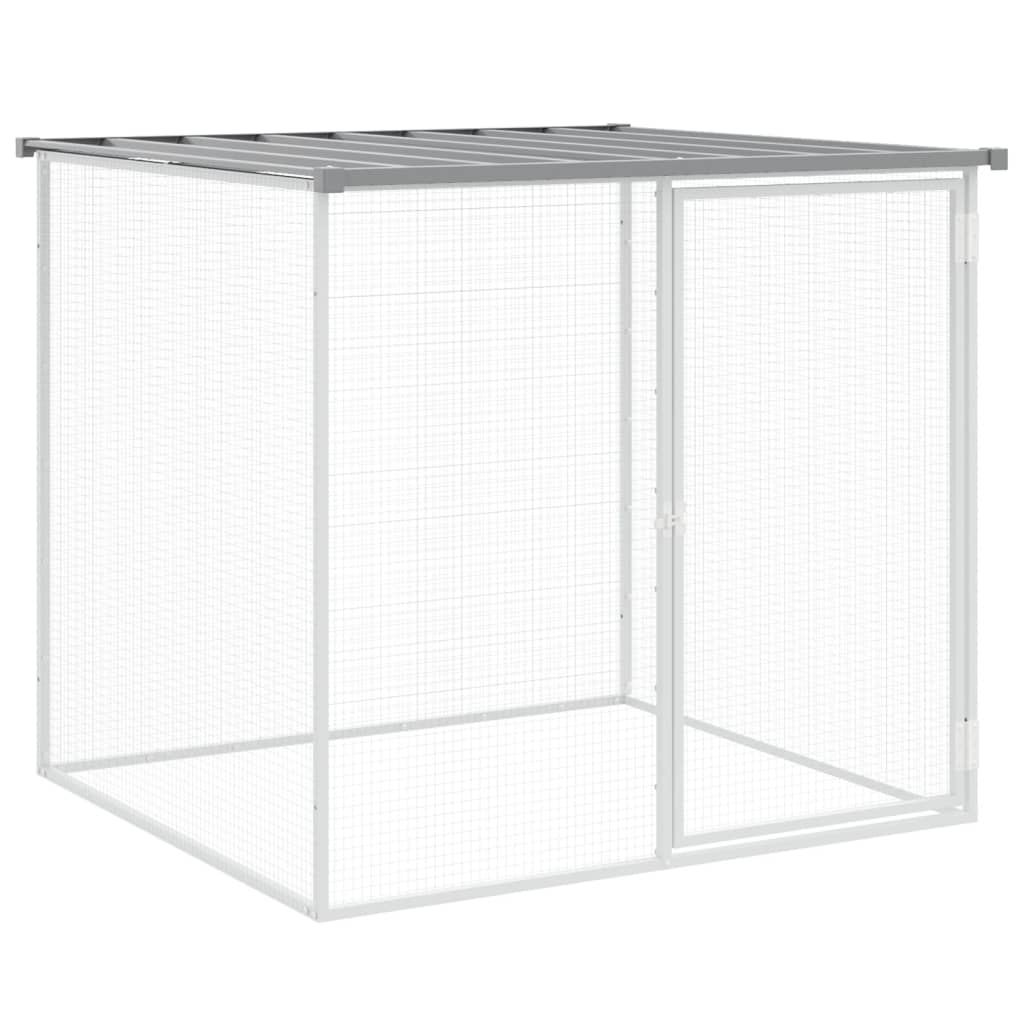 Hühnerkäfig mit Dach Anthrazit 203x98x90 cm Verzinkter Stahl