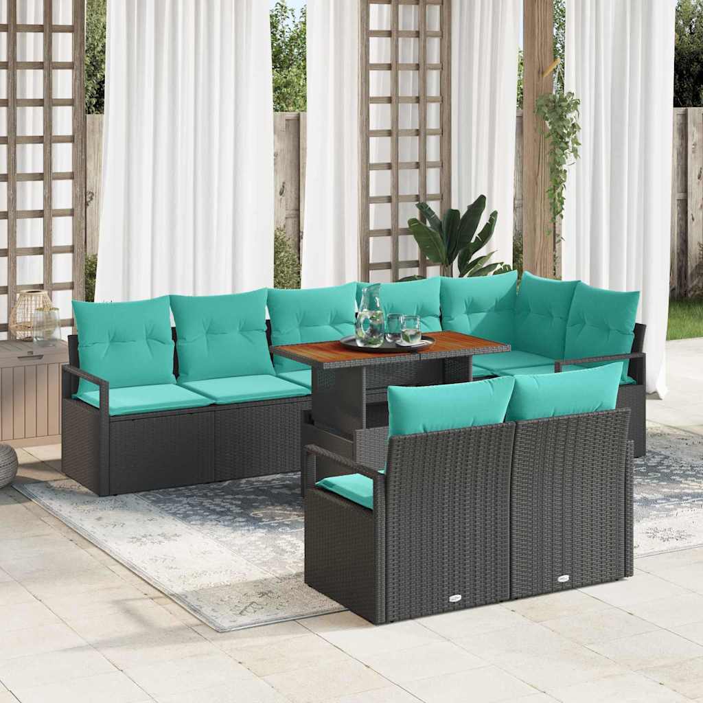 Garten Essgruppe mit Kissen 9 pcs Grau und Marineblau