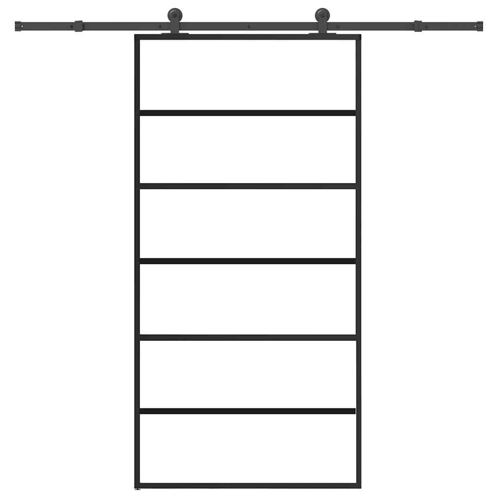 Schiebetür mit Beschlag 76x205 cm ESG-Glas & Aluminium