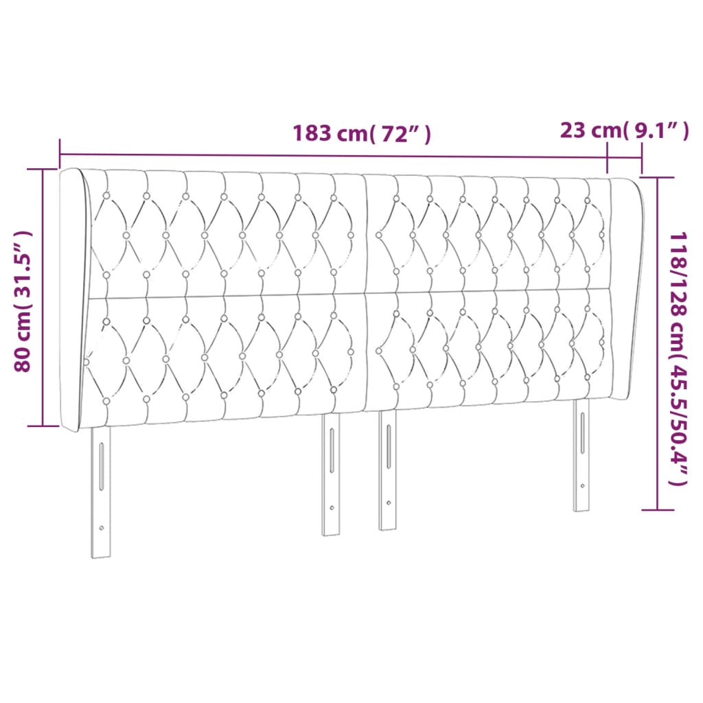 Kopfteil mit Ohren Dunkelblau 93x23x78/88 cm Samt