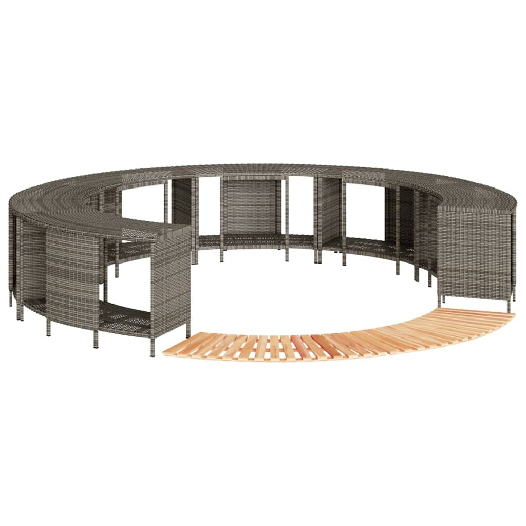 Whirlpool-Umrandung Schwarz Poly-Rattan und Massivholz Akazie