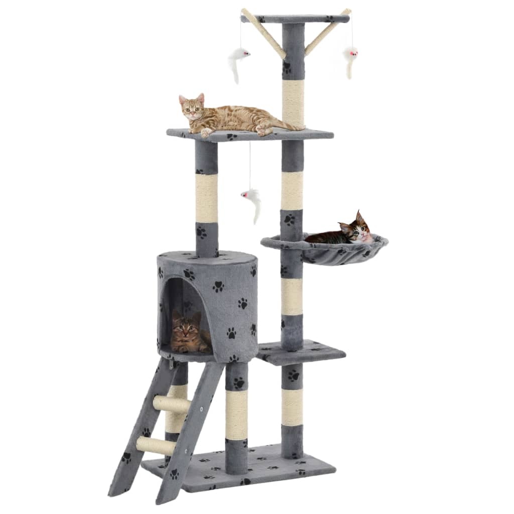 Katzen-Kratzbaum mit Sisal-Säulen 138 cm Grau
