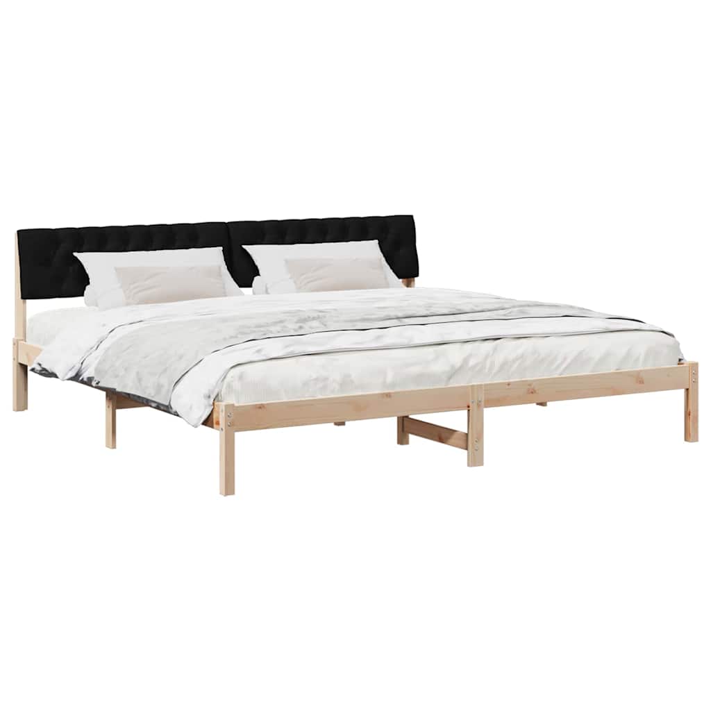 Bettgestell Braun und hellgrau 200 x 200 cm Massivholz Kiefer