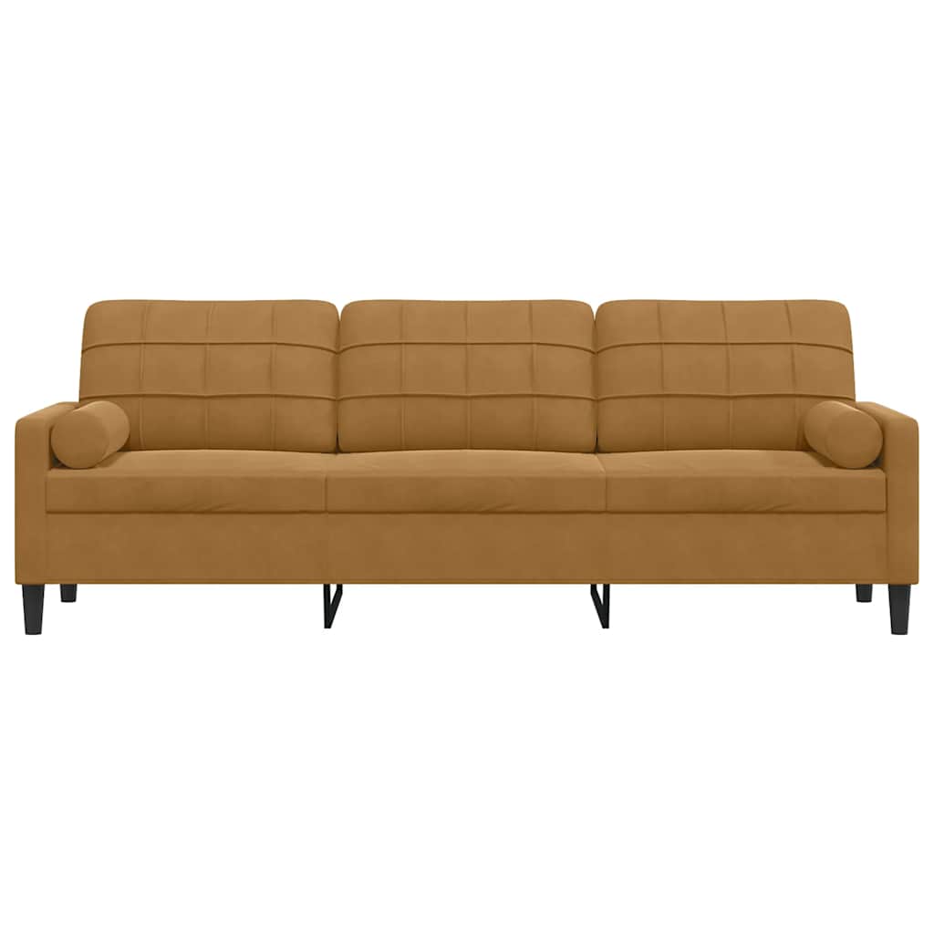2-Sitzer-Sofa mit Zierkissen Hellgrau 120 cm Samt