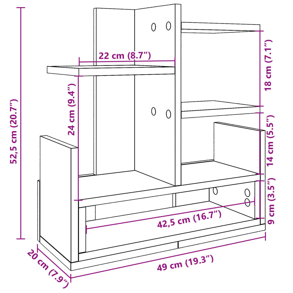 Schreibtisch-Organizer Weiß 49x20x52,5 cm Holzwerkstoff