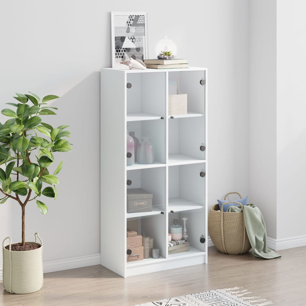 Bücherschrank mit Türen Weiß 136x37x142 cm Holzwerkstoff