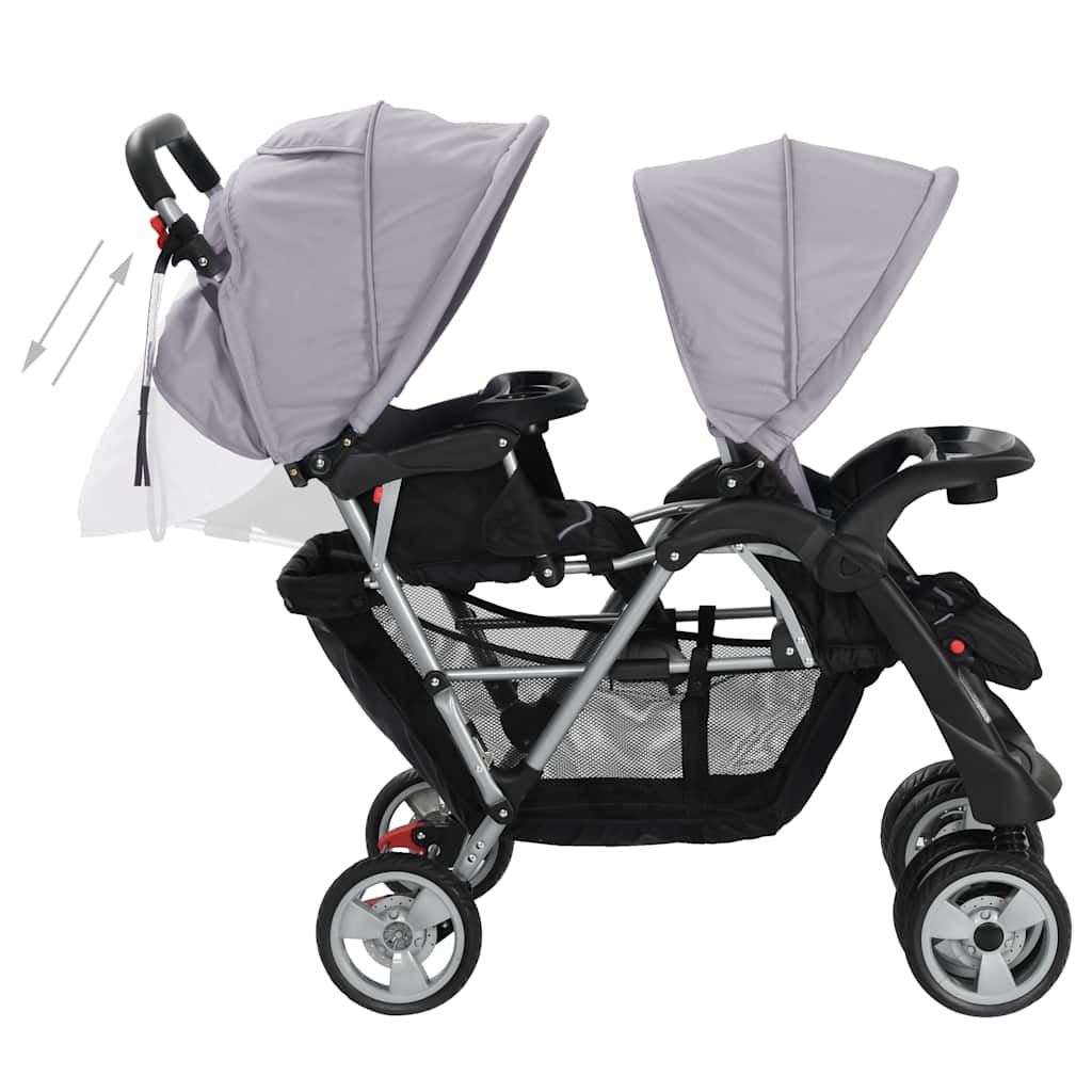 Tandem-Kinderwagen Stahl Rot und Schwarz