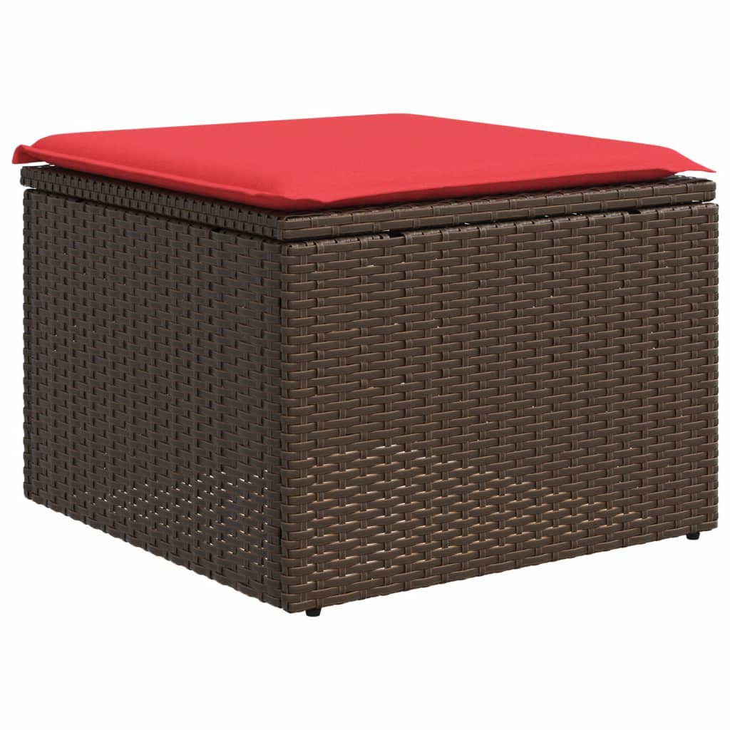 6-teiliges Gartensofa-Set mit Kissen, schwarzes Polyrattan