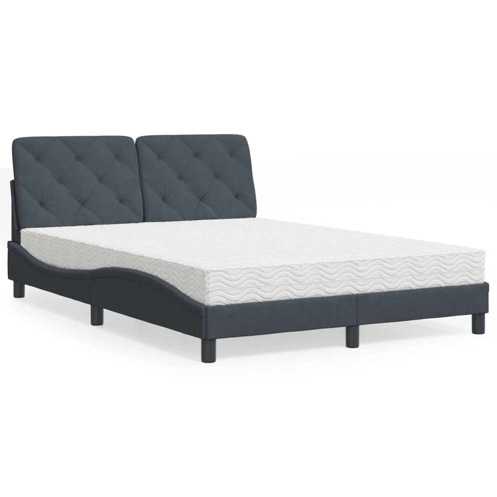 Bett mit Matratze Hellgrau 80x200 cm Samt