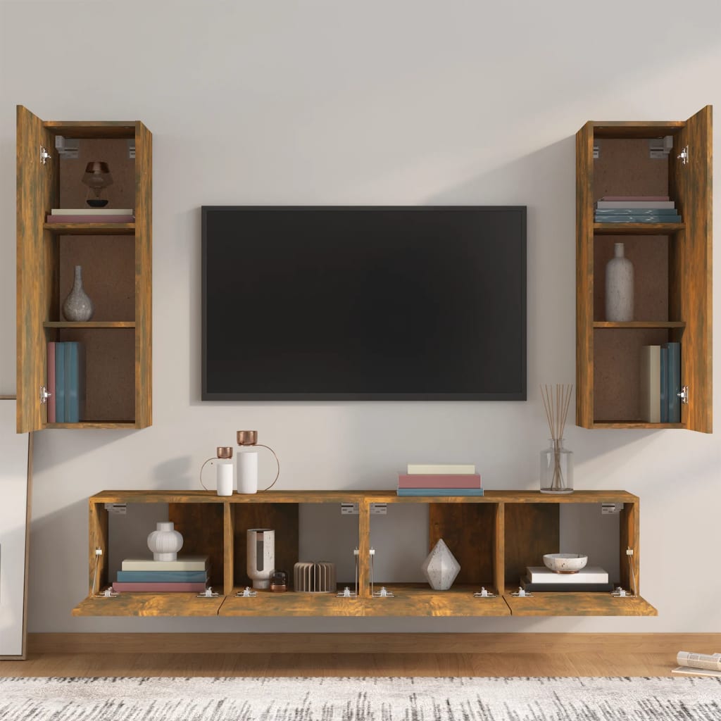 4-tlg. TV-Schrank-Set Weiß Holzwerkstoff