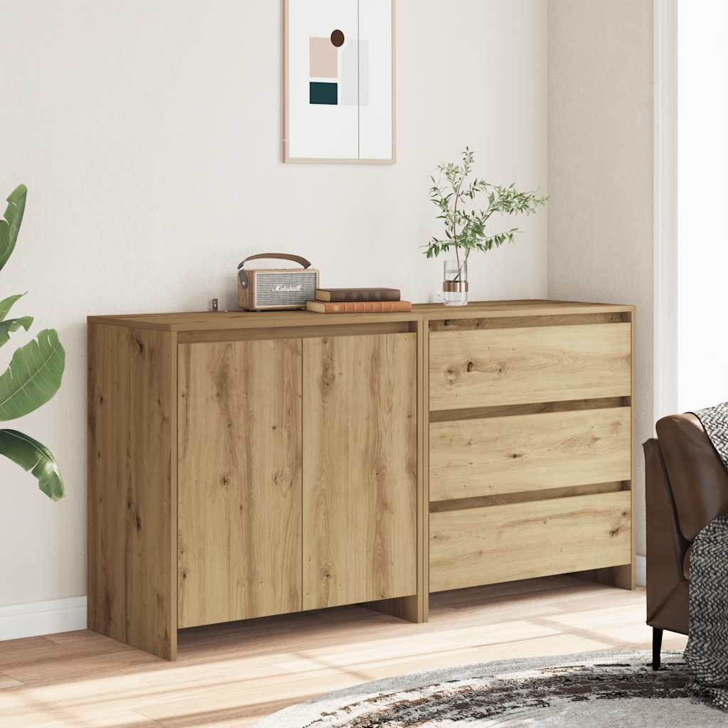 2-tlg. Sideboard Weiß Holzwerkstoff