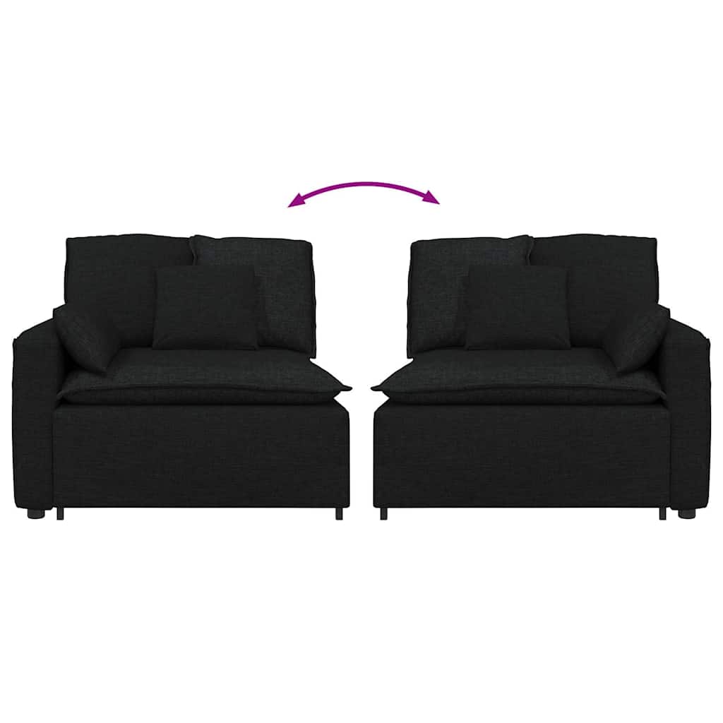 Modulares Sofa Endmodul mit Armlehne Kissen Hellgrau 100 cm
