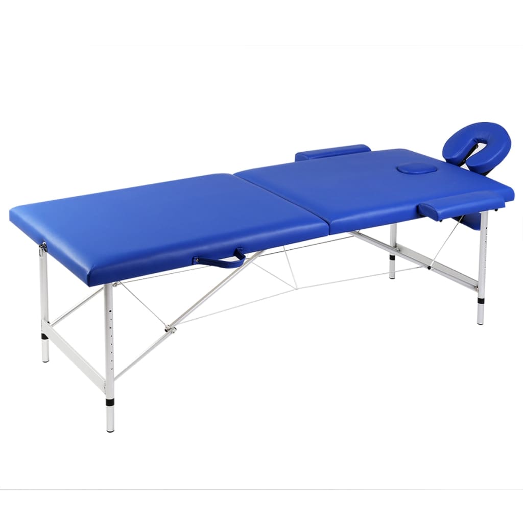 Massageliege Klappbar 2-Zonen mit Aluminiumgestell Schwarz