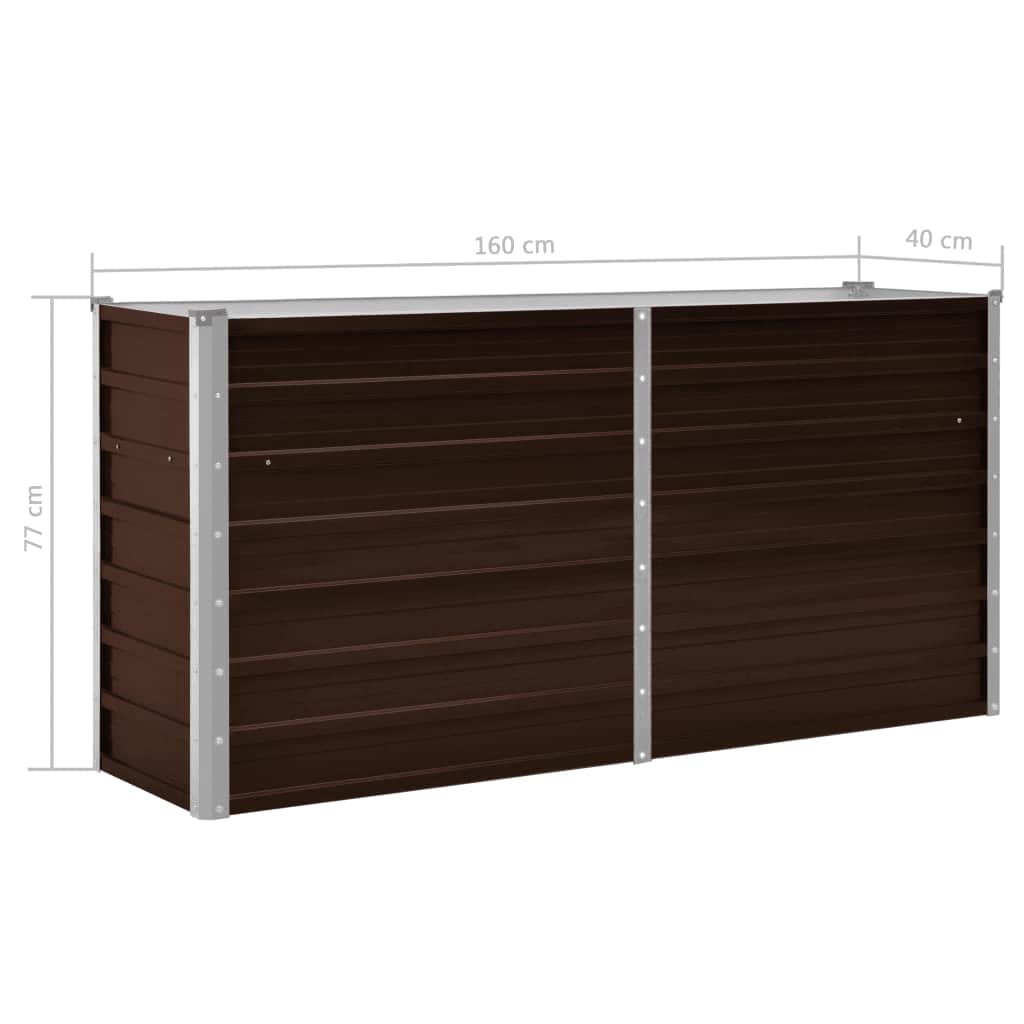 Hochbeet Braun 160 x 80 x 77 cm Verzinkter Stahl