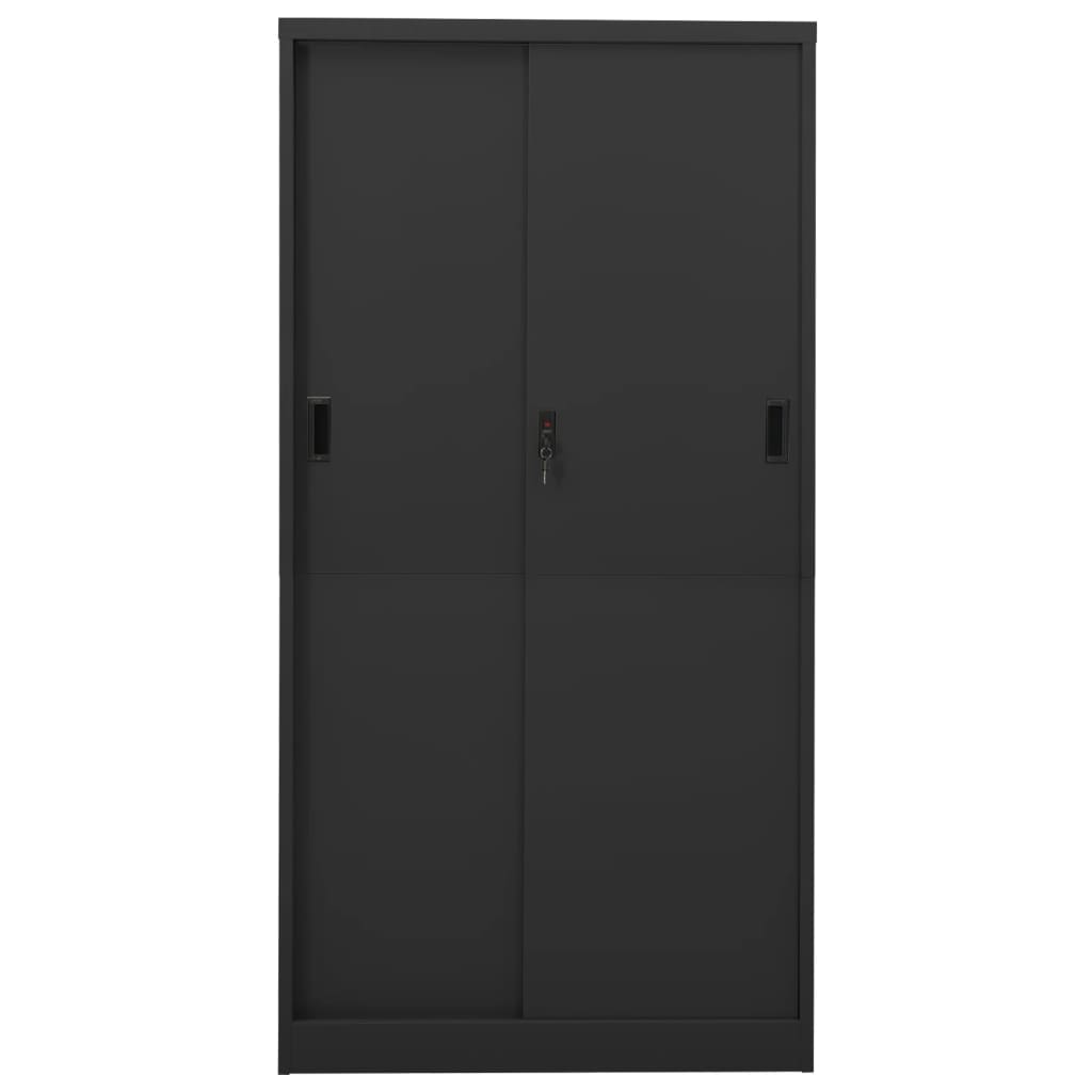 Büroschrank mit Schiebetür Weiß 90x40x180 cm Stahl