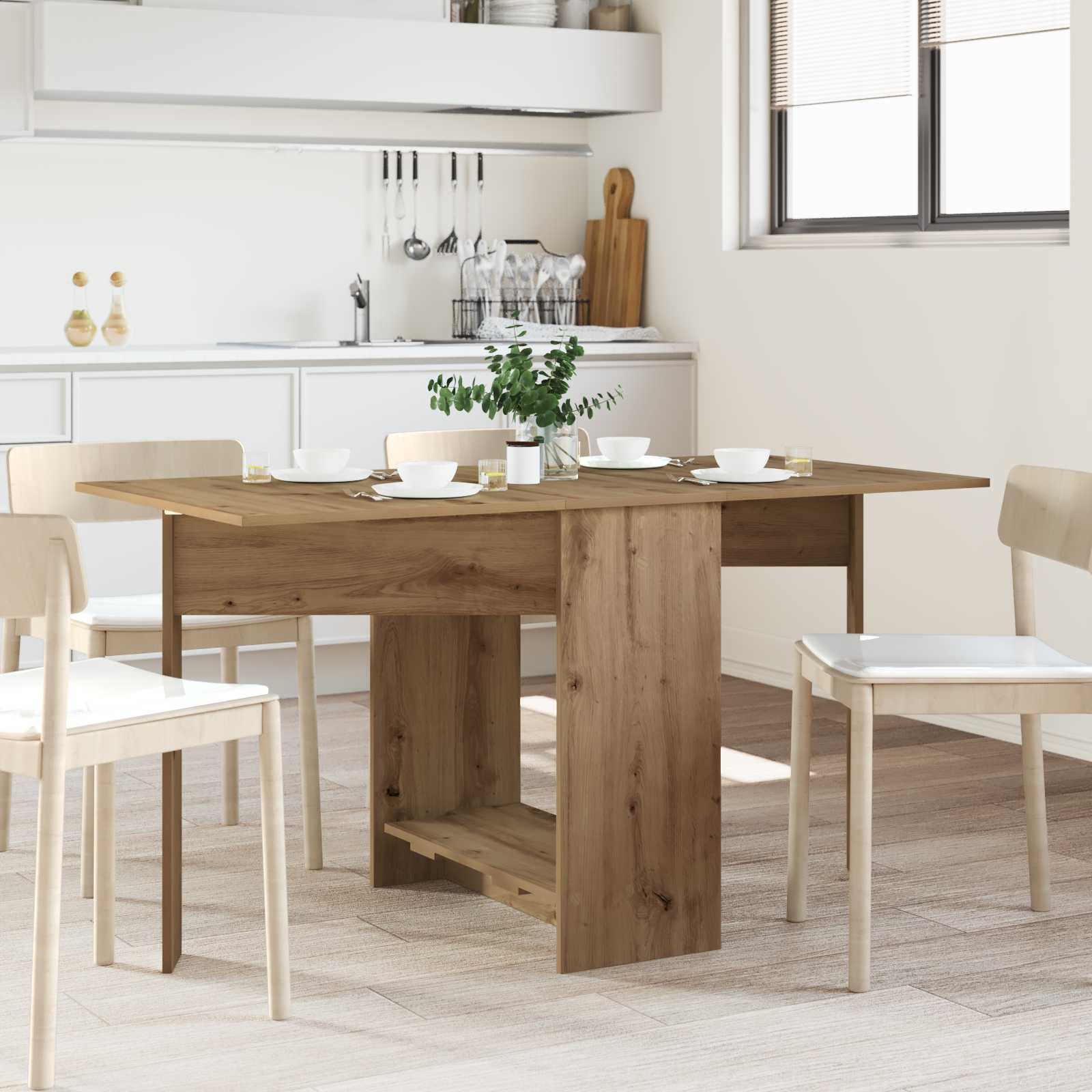 Esstisch 138 x 70 x 73,5 cm Holzwerkstoff Weiß Rechtwinklig