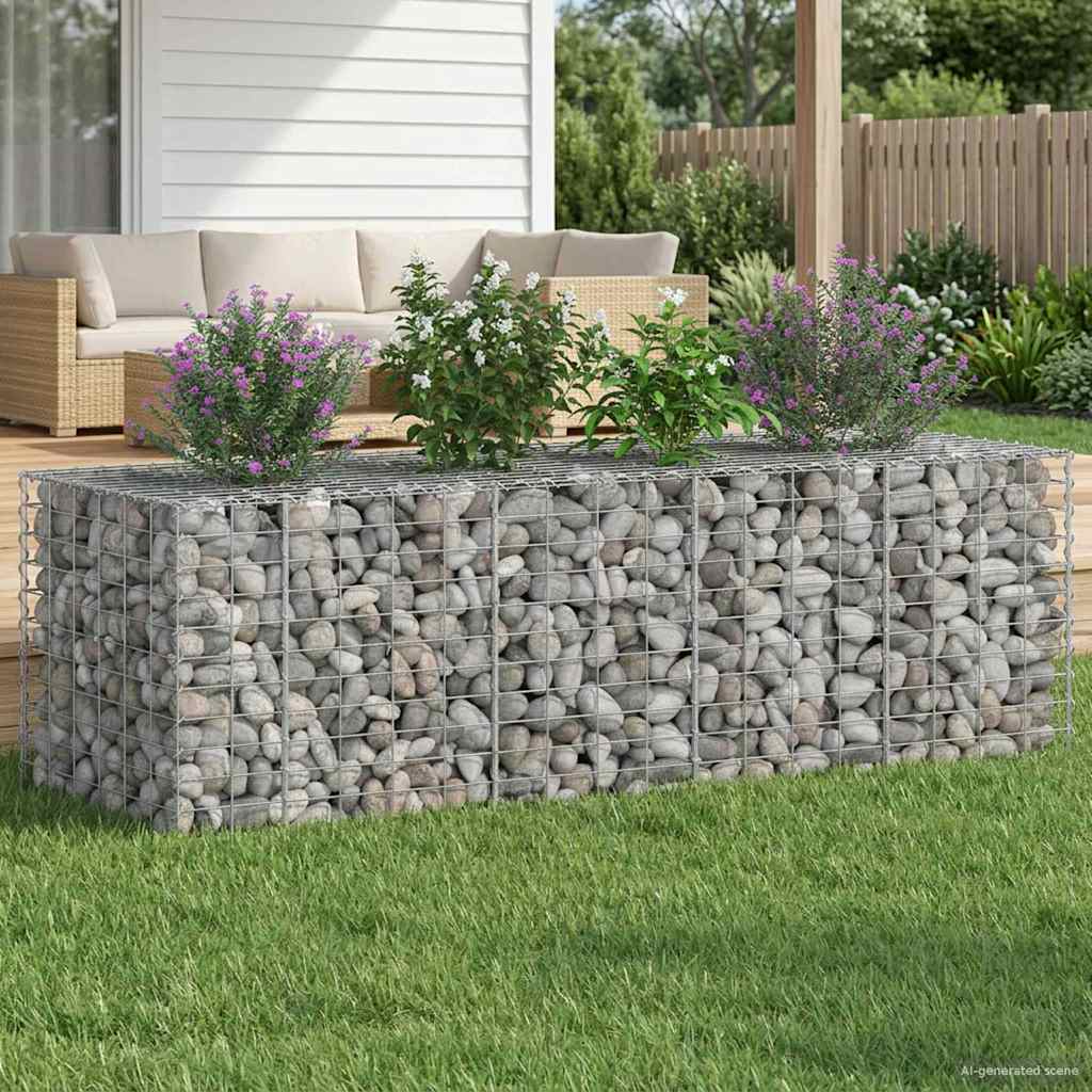 Gabionen Hochbeet 2 pcs Silber 260 x 60 x 55 cm