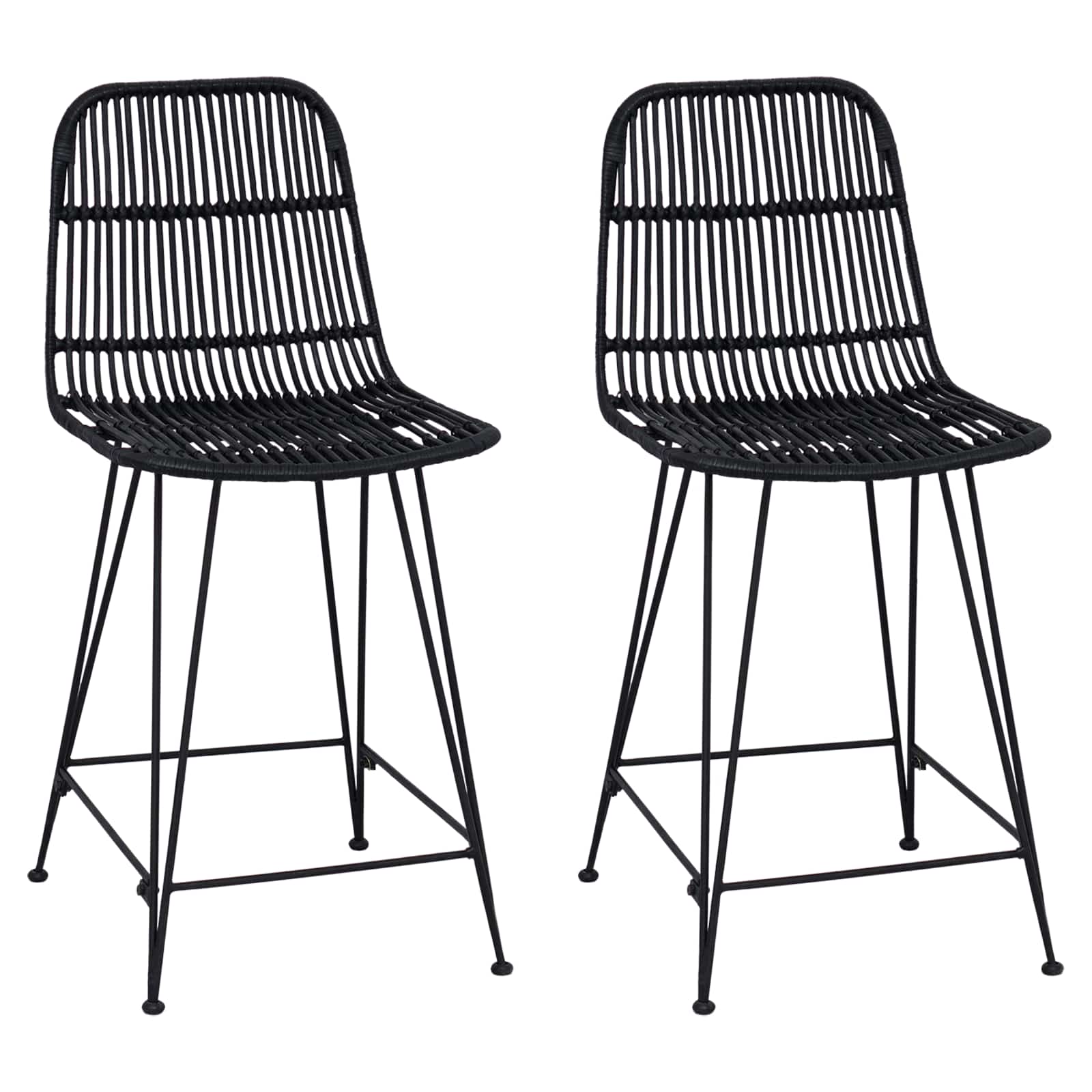 Barhocker 2 pcs Natur 44 x 54 x 96 cm Rattan und Stahl