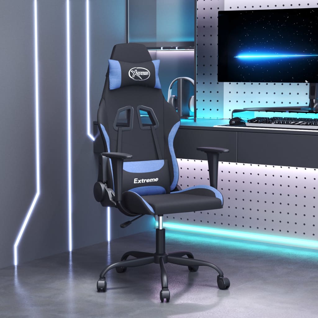 Gaming-Stuhl mit Massagefunktion Schwarz und Creme Stoff
