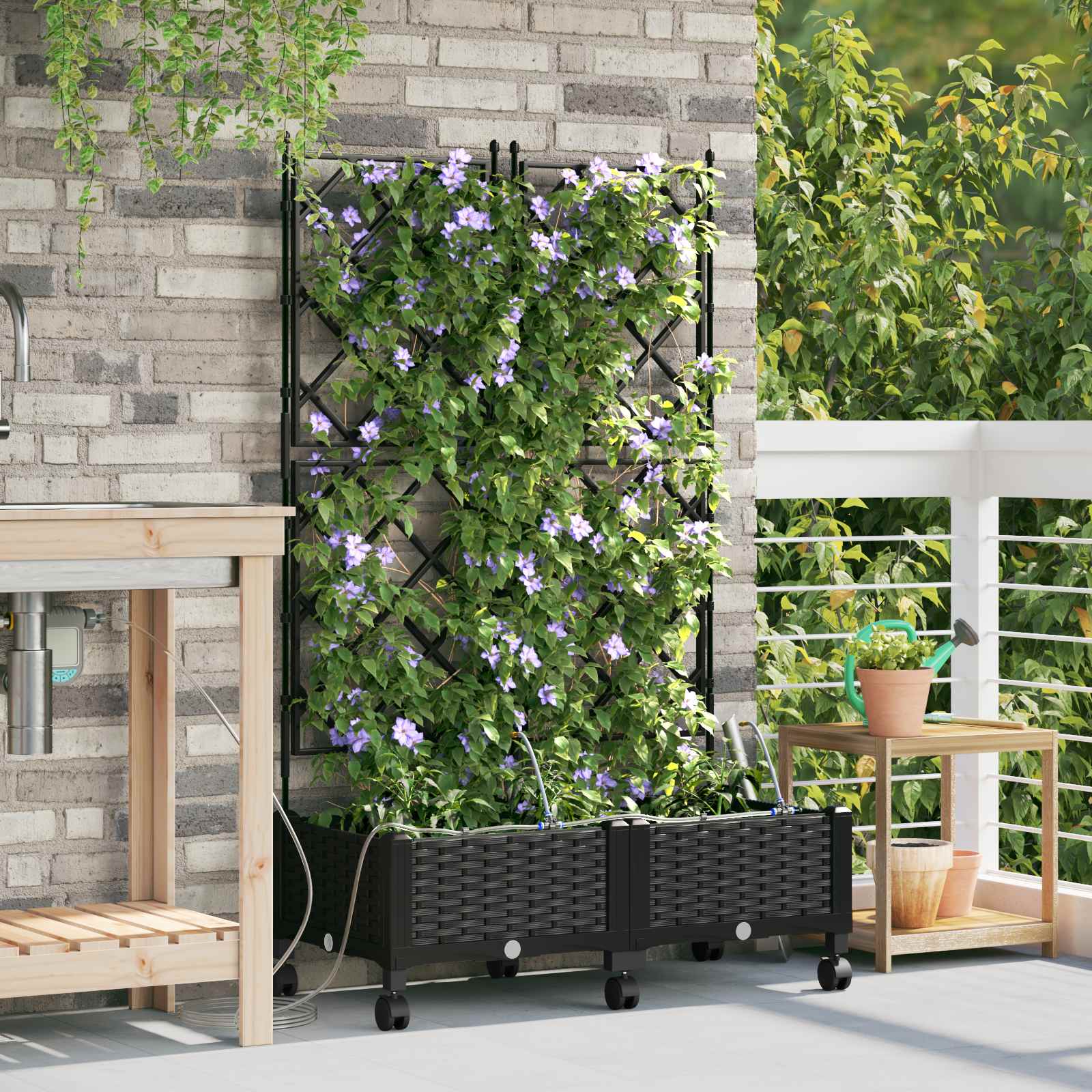 Garten-Pflanzgefäß 4 Stk. Braun 160 x 40 x 22 cm PP