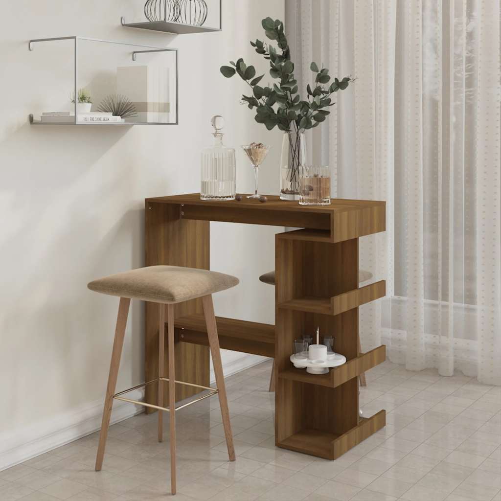 Bartisch mit Regal Weiß 100x50x101,5 cm Holzwerkstoff