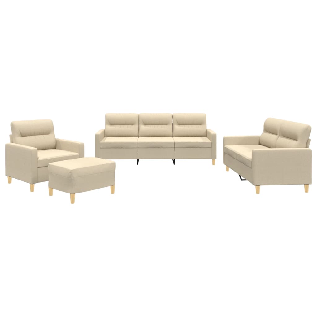 4-tlg. Sofagarnitur mit Kissen Taupe Stoff
