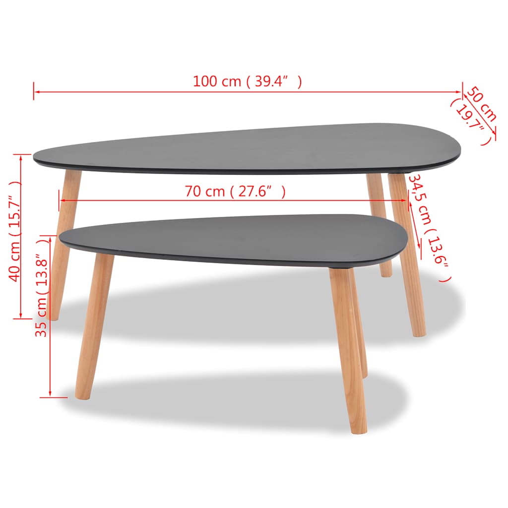 2-tlg. Couchtisch-Set Massivholz Kiefer Weiß