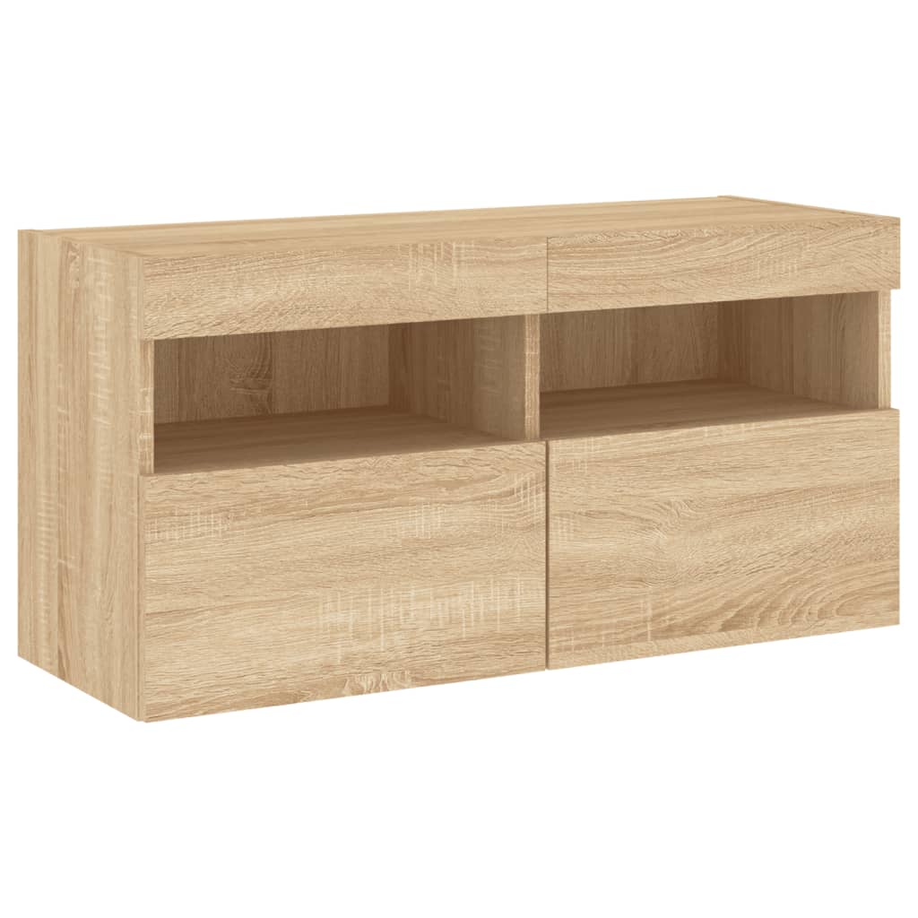 5-tlg. Wohnwand mit LED-Beleuchtung Weiß Holzwerkstoff
