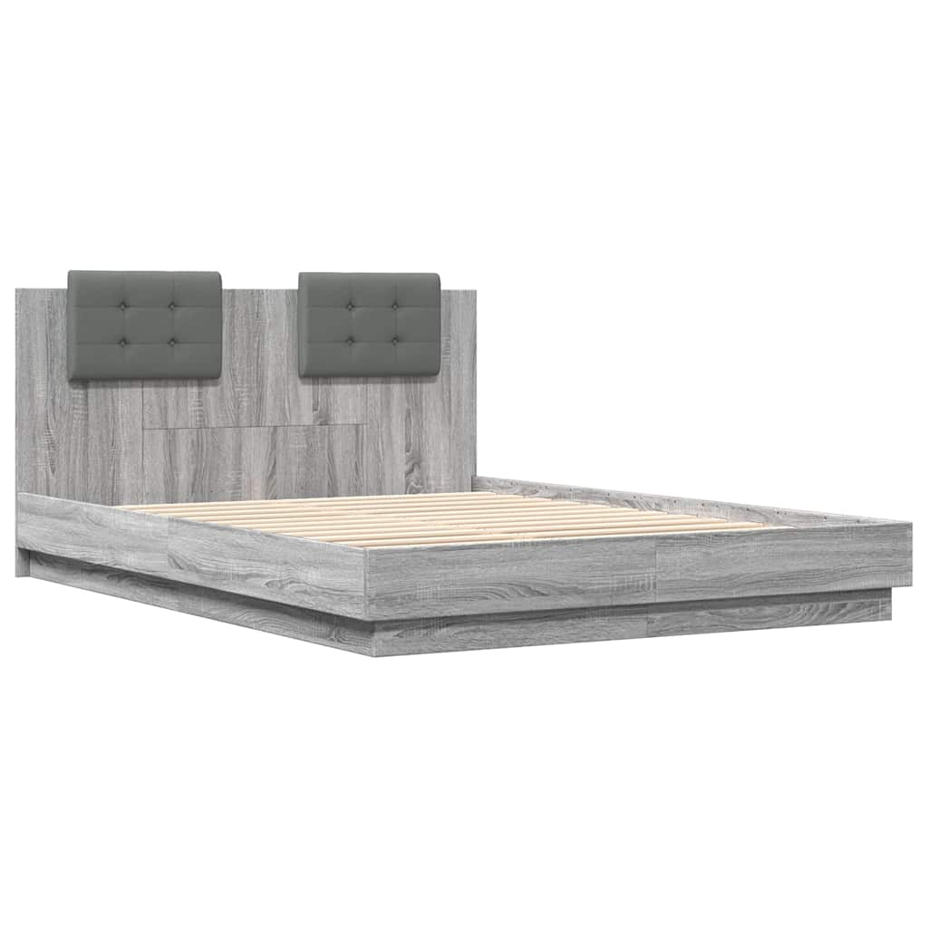 Bettgestell mit Kopfteil Grau Sonoma 180x200 cm Holzwerkstoff