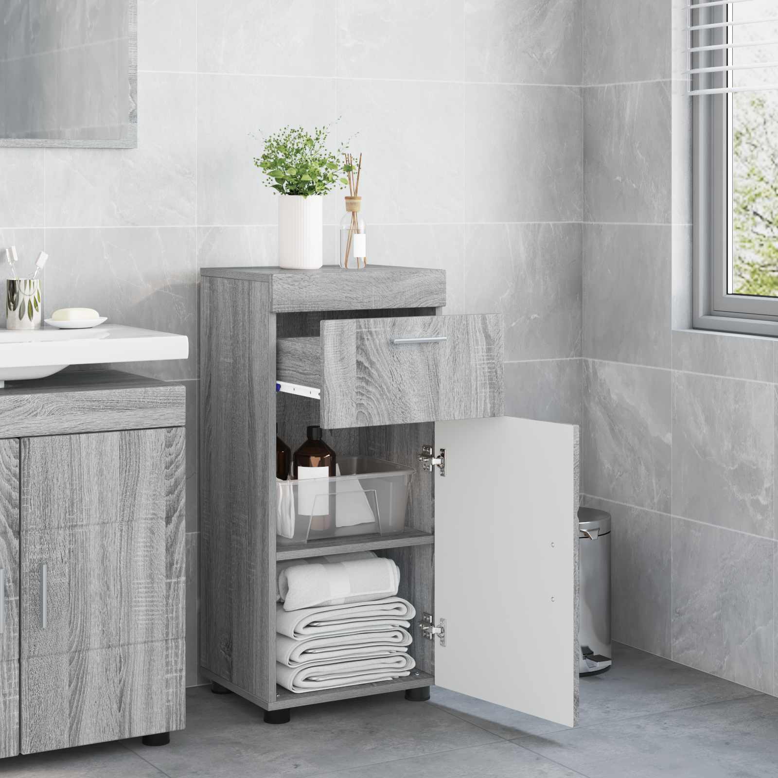 Badezimmermöbel-Set TULUM 2 pcs Weiß 60 x 34 x 63 cm