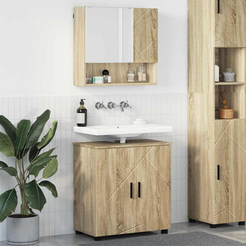 Badezimmermöbel-Set mit Tür 2 pcs Weiß Holzwerkstoff & Metall