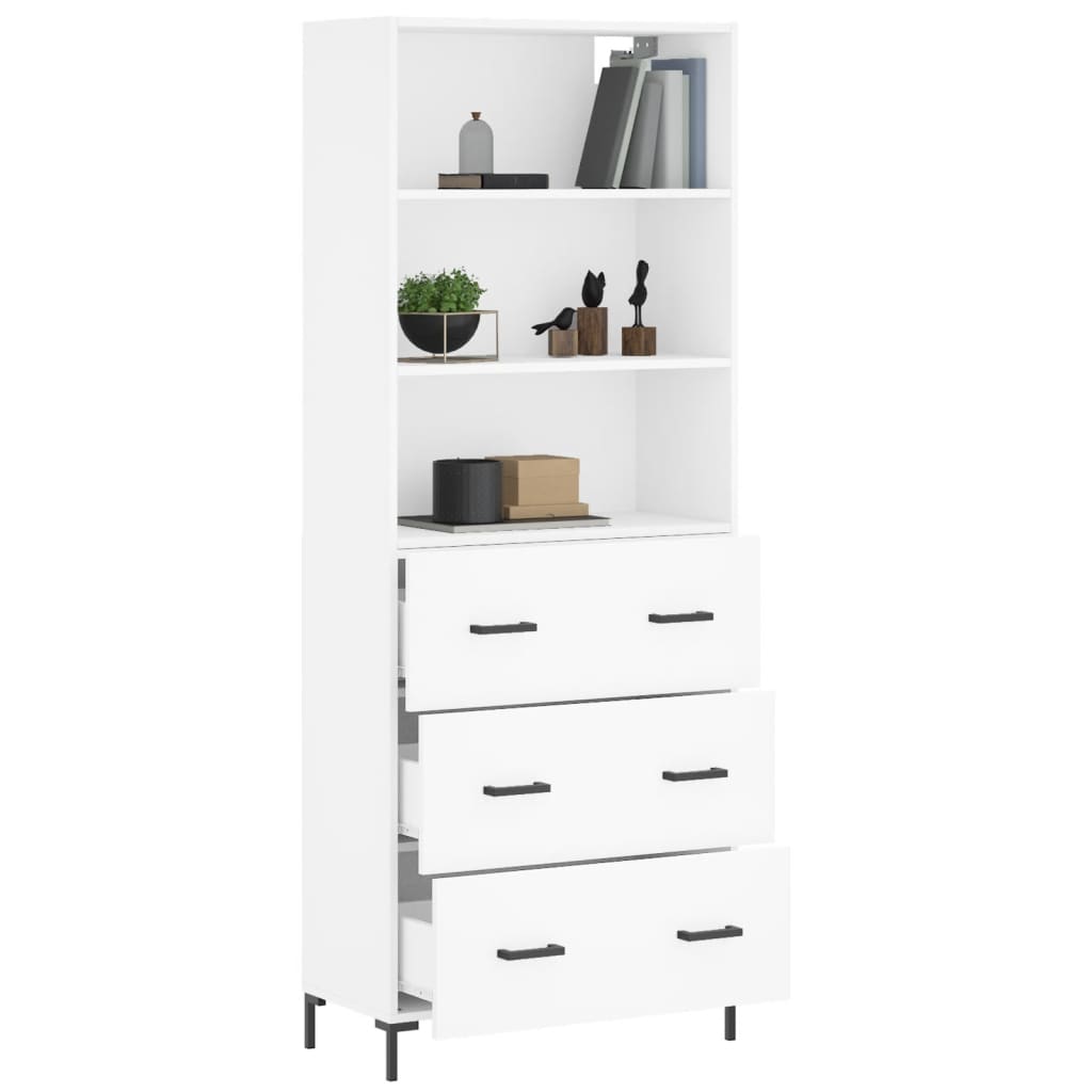 Highboard Hochglanz-Weiß 69,5x34x180 cm Holzwerkstoff