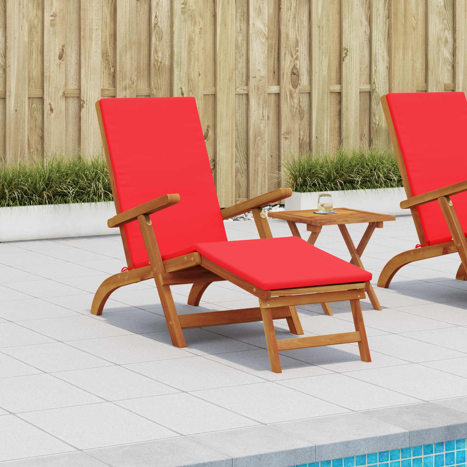 Gartenliege mit Fußteil und Tisch Massivholz Akazie