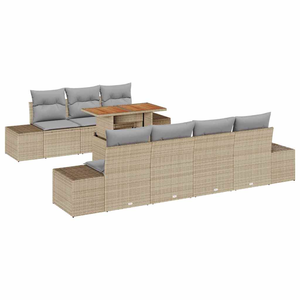 Garten Essgruppe mit Kissen 8 pcs Schwarz und Creme
