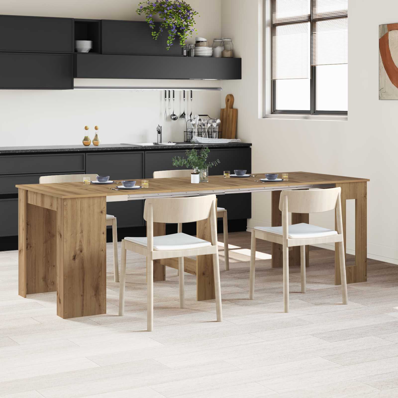 Esstisch 180 x 85 x 75 cm Holzwerkstoff Schwarze Eiche