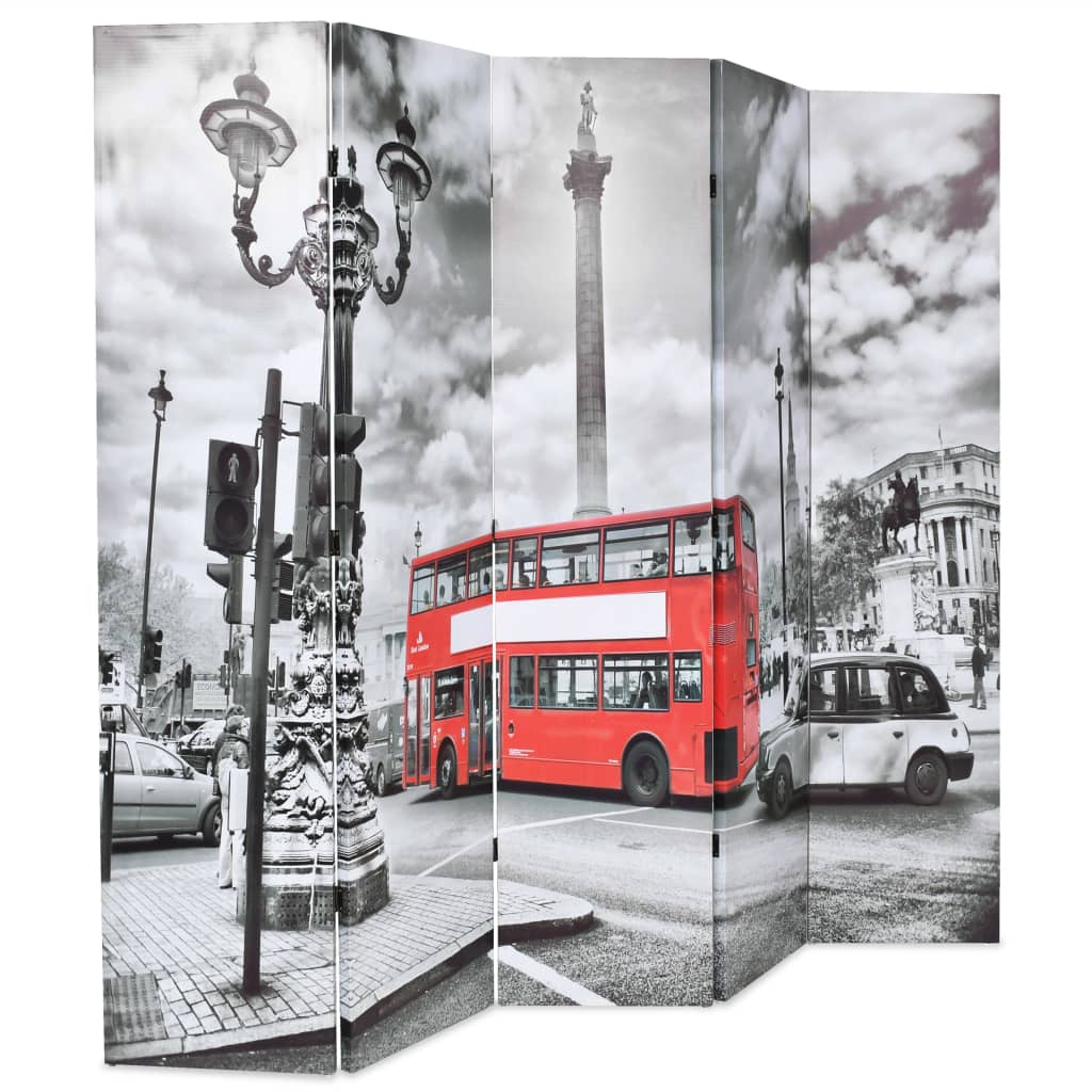 Raumteiler klappbar 120 x 170 cm London Bus Schwarz-Weiß