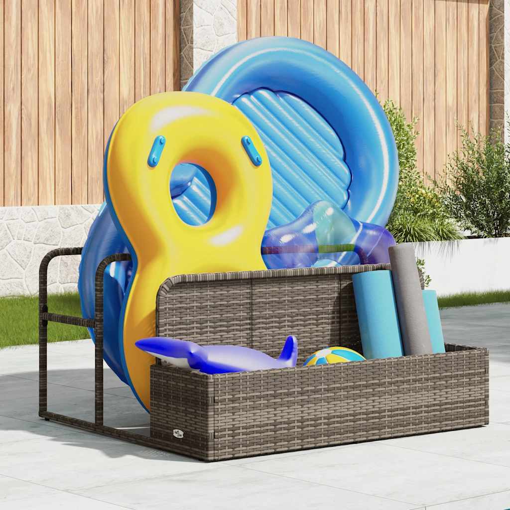 Pool Aufbewahrungsbehälter Schwarz 110x100x57 cm Poly Rattan
