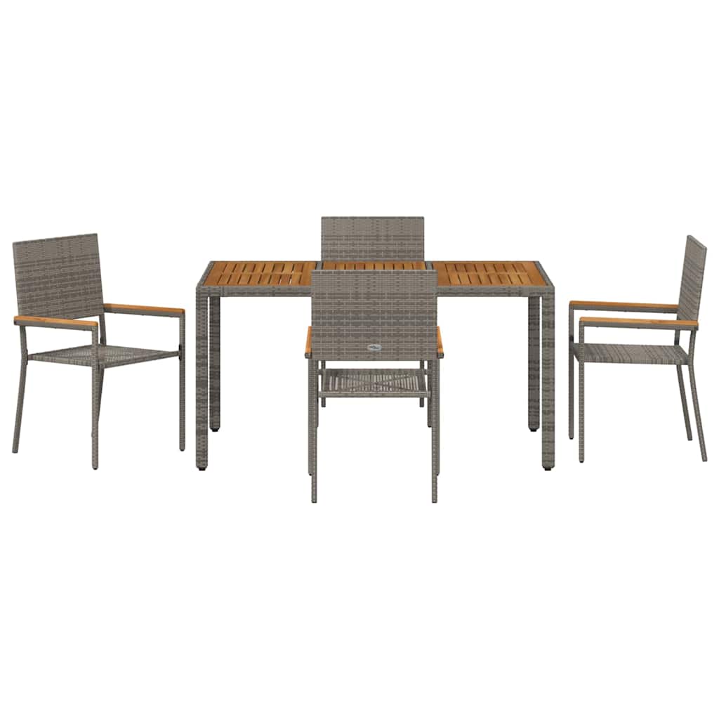 Garten Essgruppe 3 pcs Schwarz Poly-Rattan