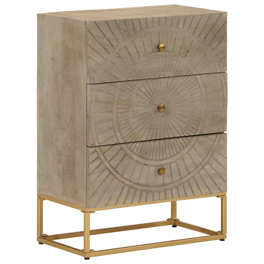 Nachttisch 40x30x50 cm Massivholz Mango und Eisen