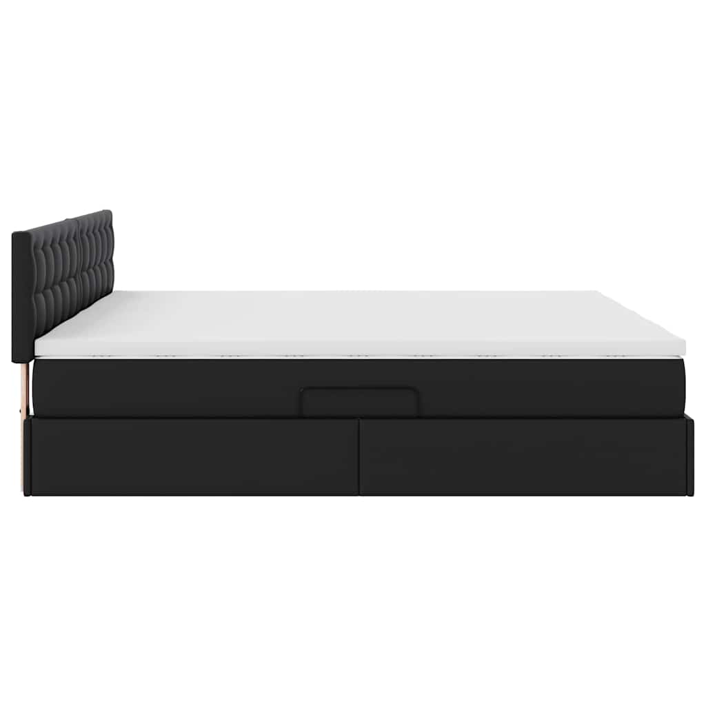 Bett mit Stauraum und LED Schwarz 180 x 200 cm Kunstleder