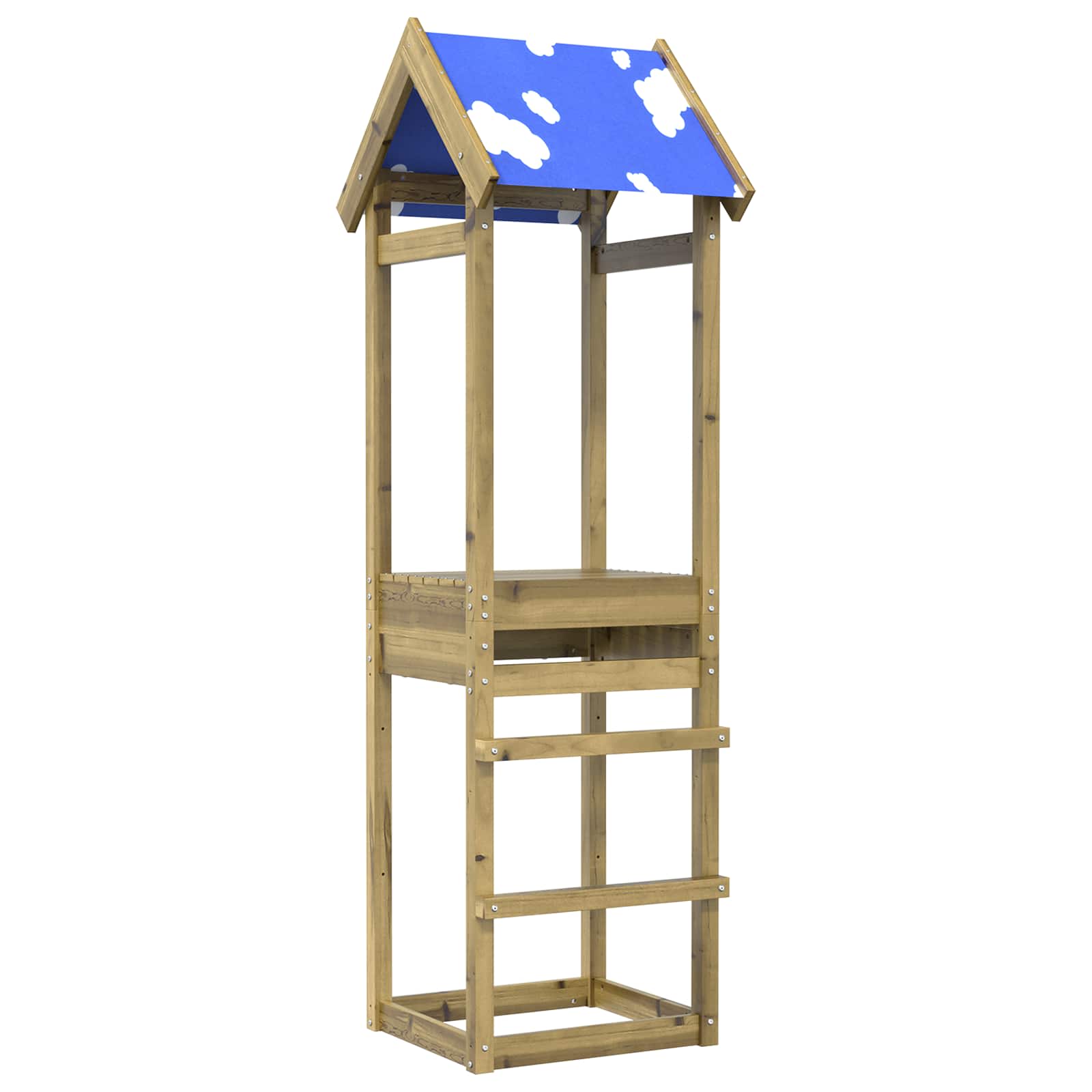 Spielturm Braun 52,5 x 46,5 x 195 cm Massives Kiefernholz