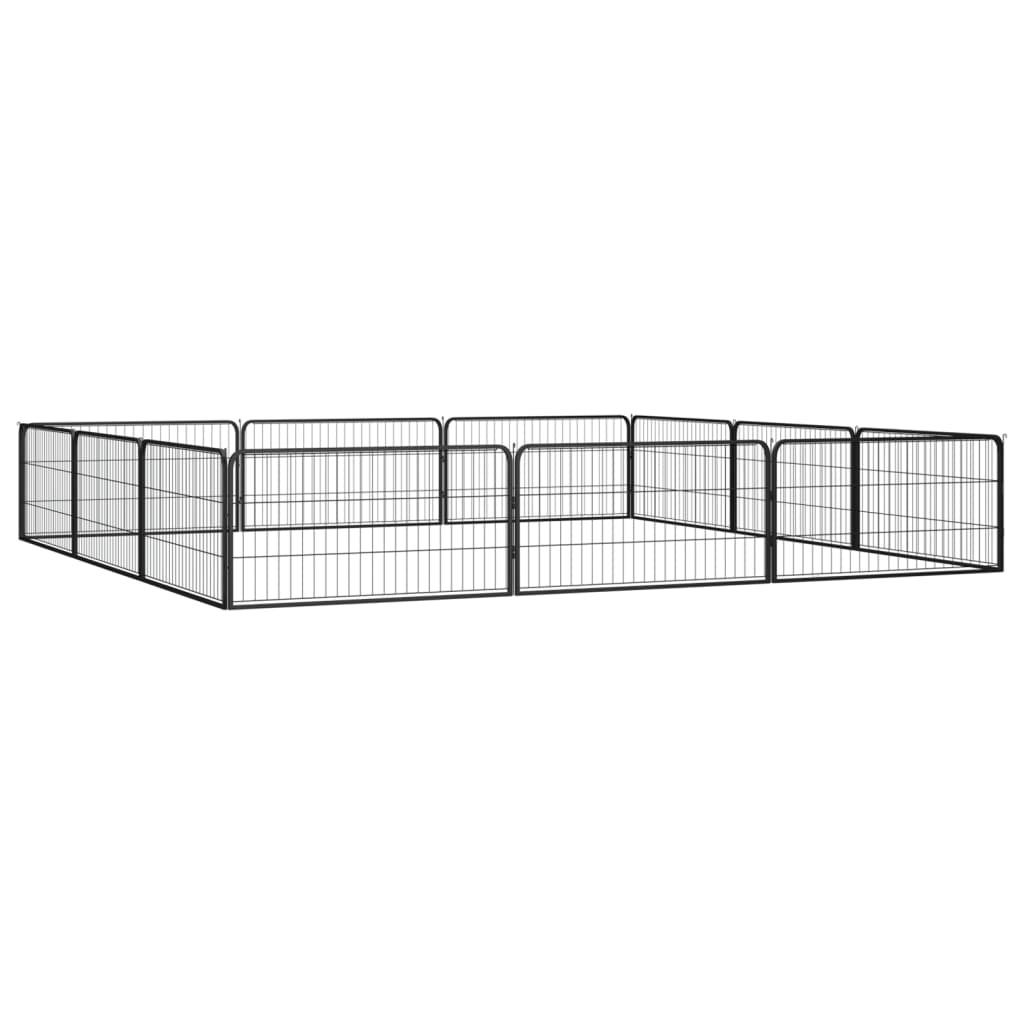 4-tlg. Hundelaufstall Schwarz 100x50cm Stahl Pulverbeschichtung