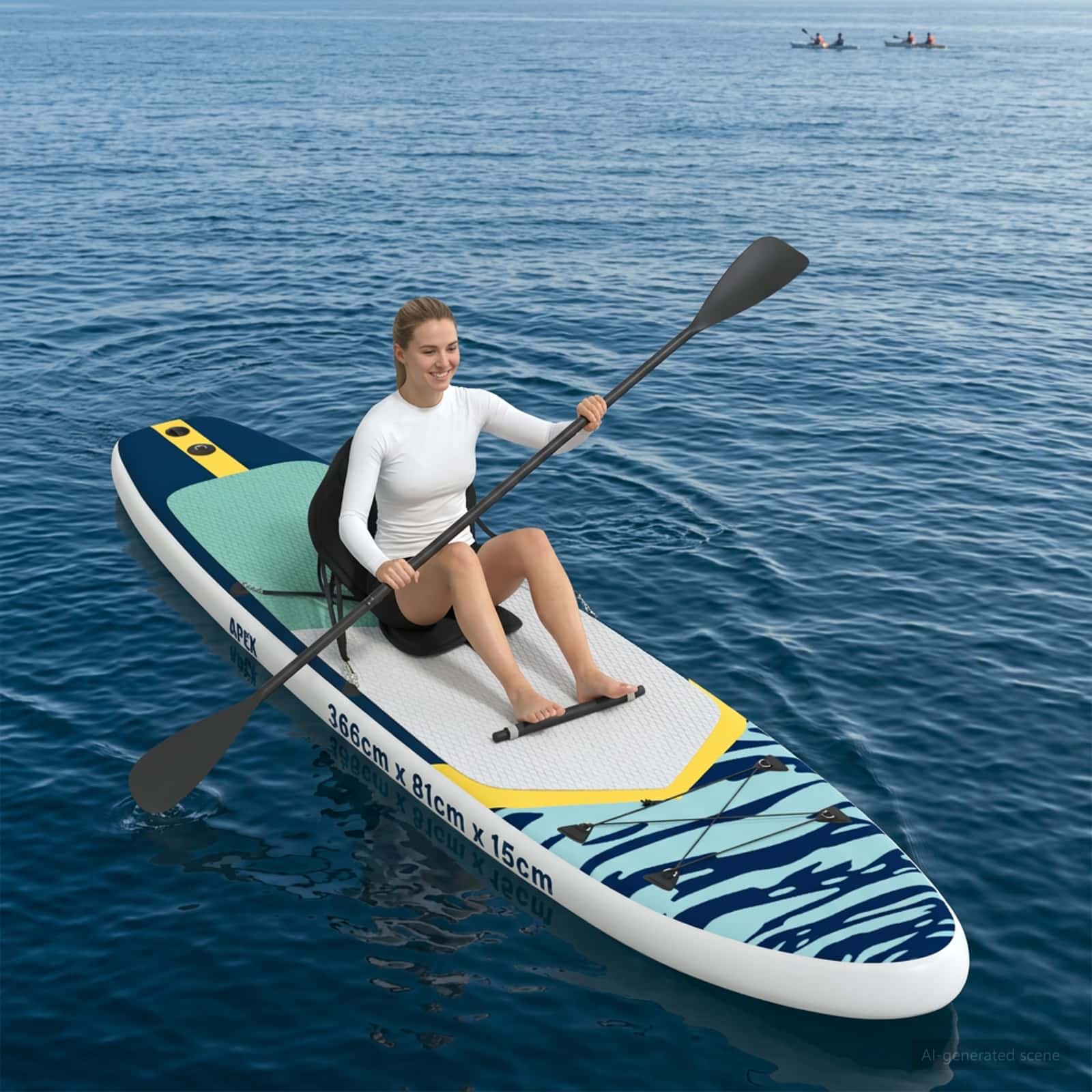 SUP Board mit Sitz 2-in-1 POSEIDON 305 x 76 x 15 cm Grün für