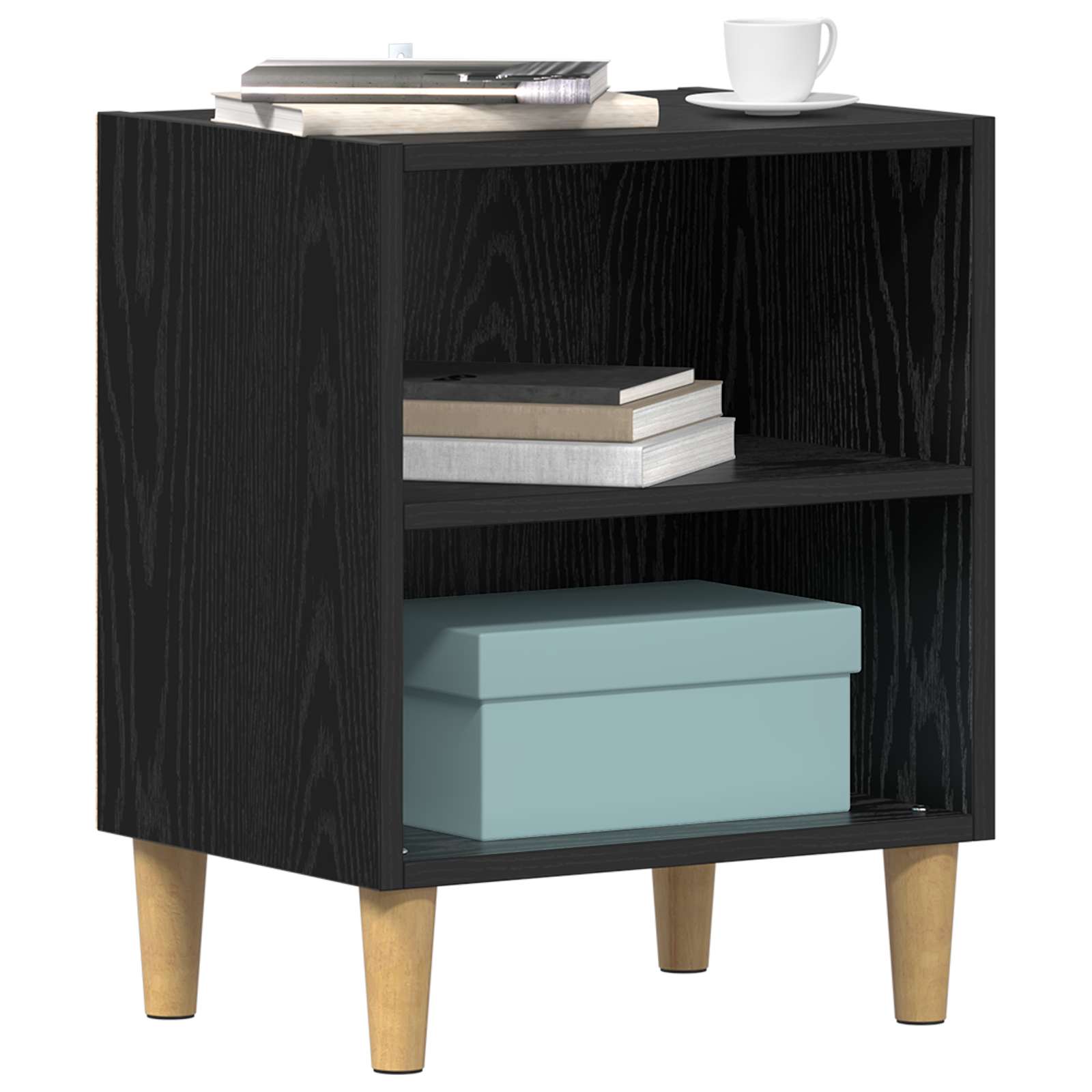 Bettschrank Schwarz Eichen-Optik 40 x 30 x 50 cm Holzwerkstoff