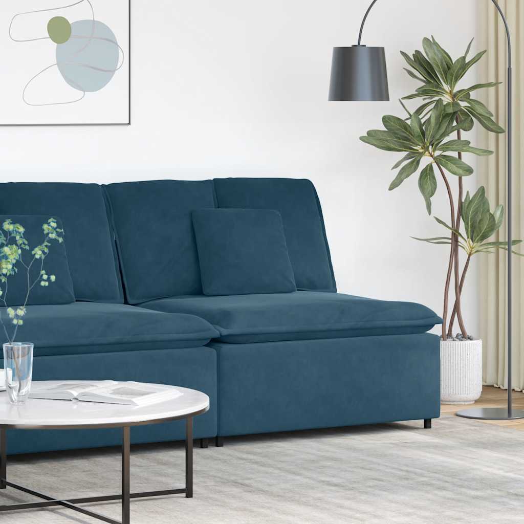 Modulares Sofa Endmodul mit Armlehne Kissen Blau 100 cm