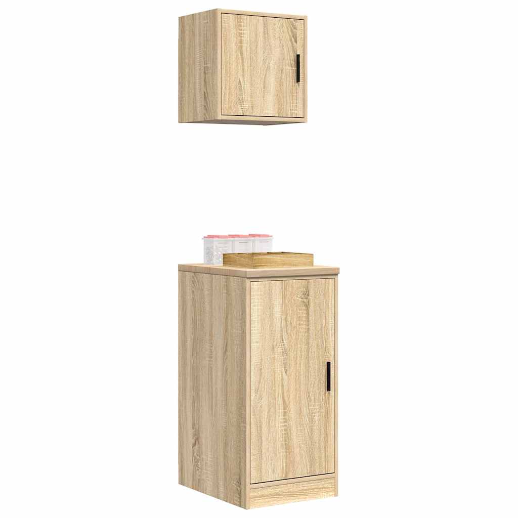 Garagenschränke 2 Stk. Schwarz Holzwerkstoff